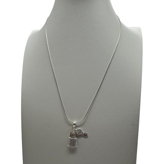 cadena mujer con colgante candado y llave plata italiana 925 envios rapidos a todo chile