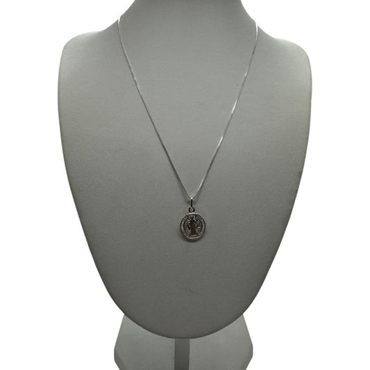 cadena mujer con colgante san benito plata italiana 925 protección envíos rápidos a todo chile