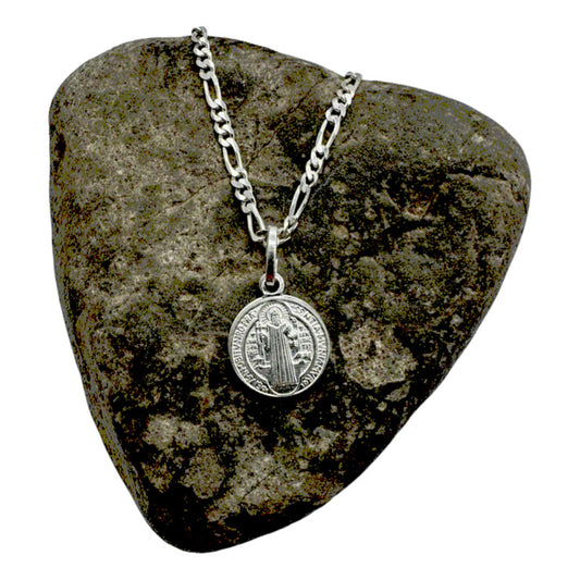 cadena de protección san benito plata 925 para mujer