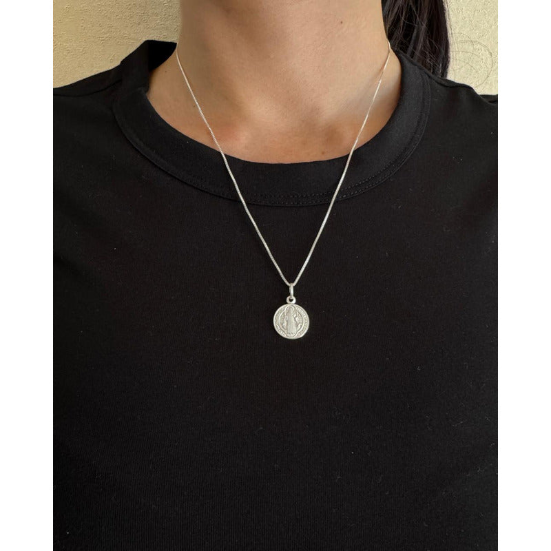 collar con san benito plata 925 joya de protección espiritual