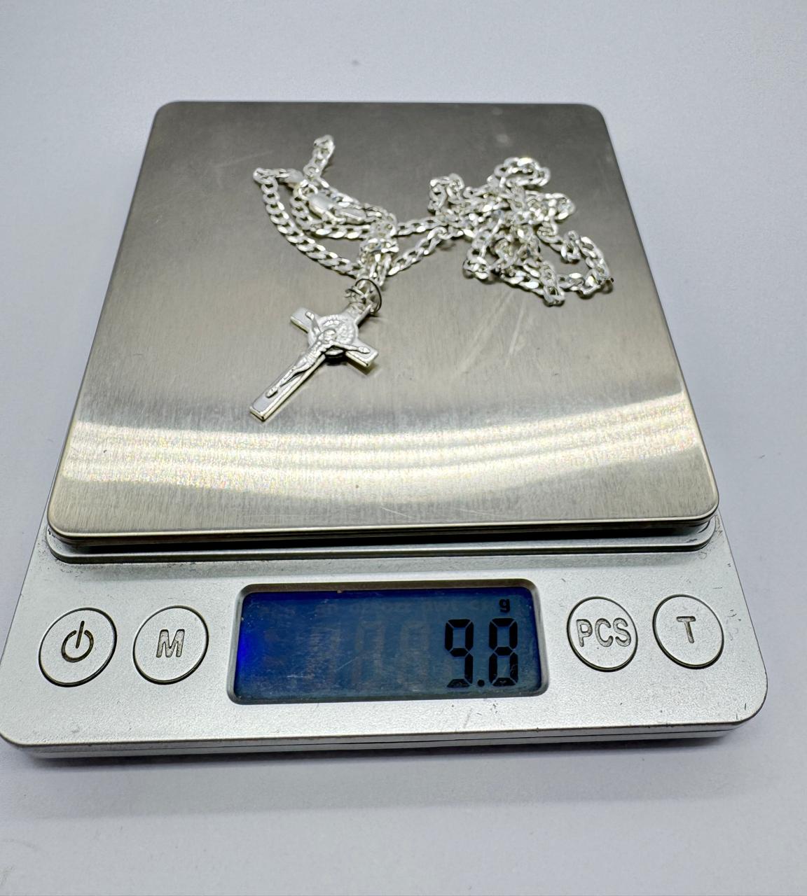 peso de cruz y cadena grumet hombre plata ley 925