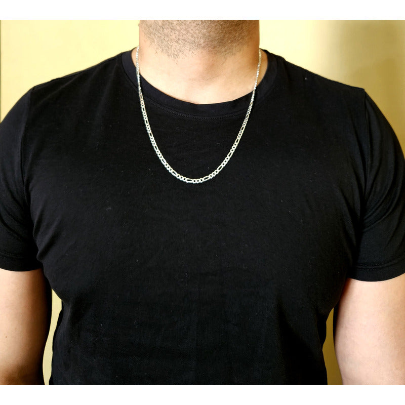 Cadena Figaro plata italiana 925 para hombre, diseño clásico y atemporal.