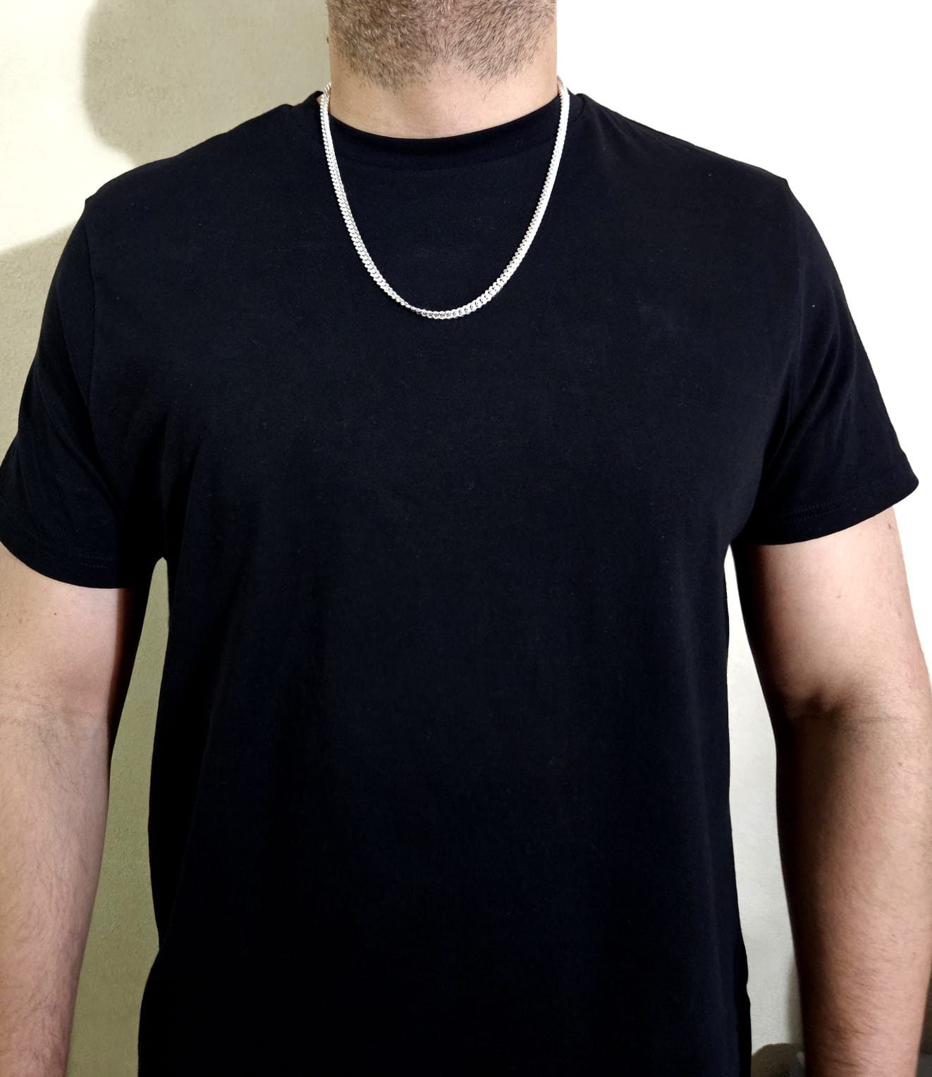 Collar cubano plata ley 925, diseño elegante y masculino de Joyas Exclusivas Italianas.