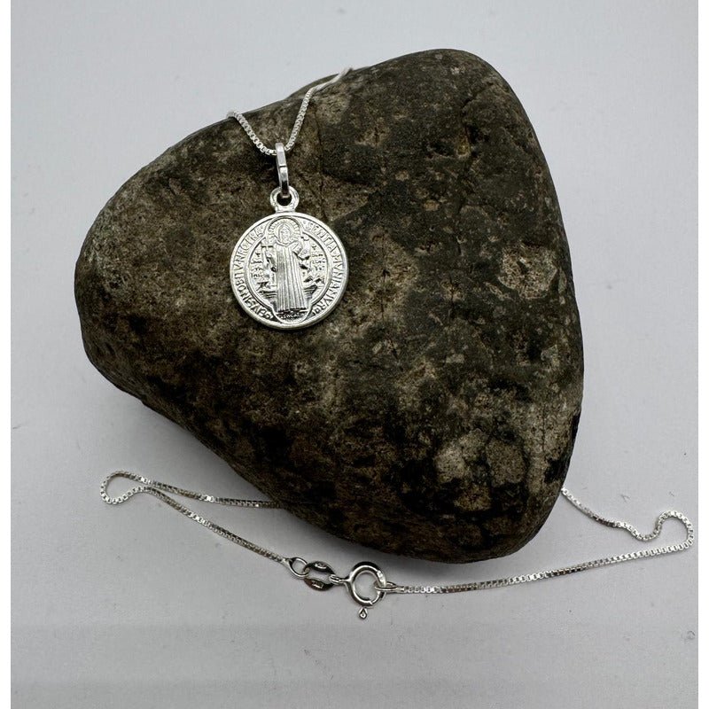 collar religioso san benito plata italiana 925
