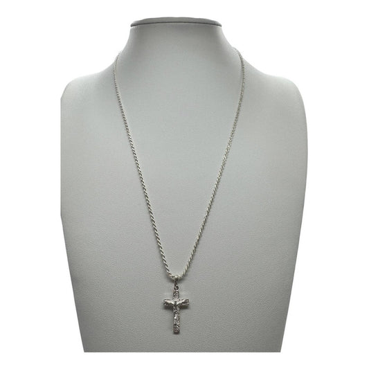 Cadena tipo turbillon de plata italiana 925 con cruz chica para hombre