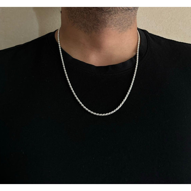 Collar Turbillón plata italiana 925, joya elegante para caballeros en Chile.