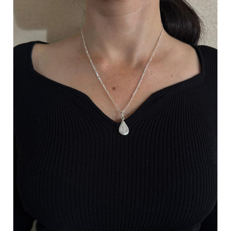 collar religioso virgen del rayo plata italiana 925