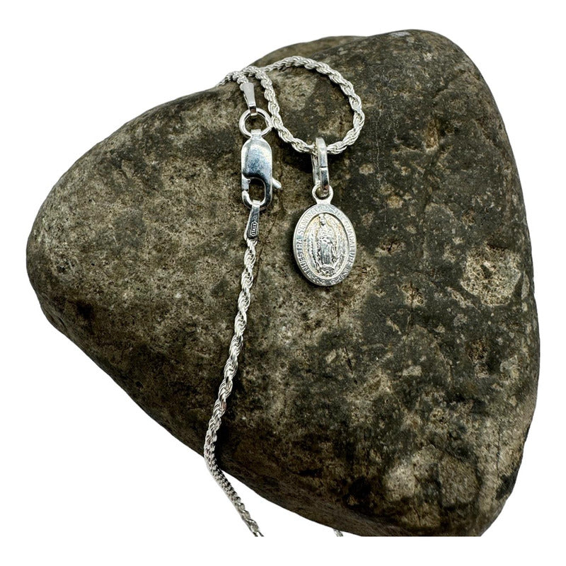 cadena con colgante virgen de guadalupe mujer plata italiana 925