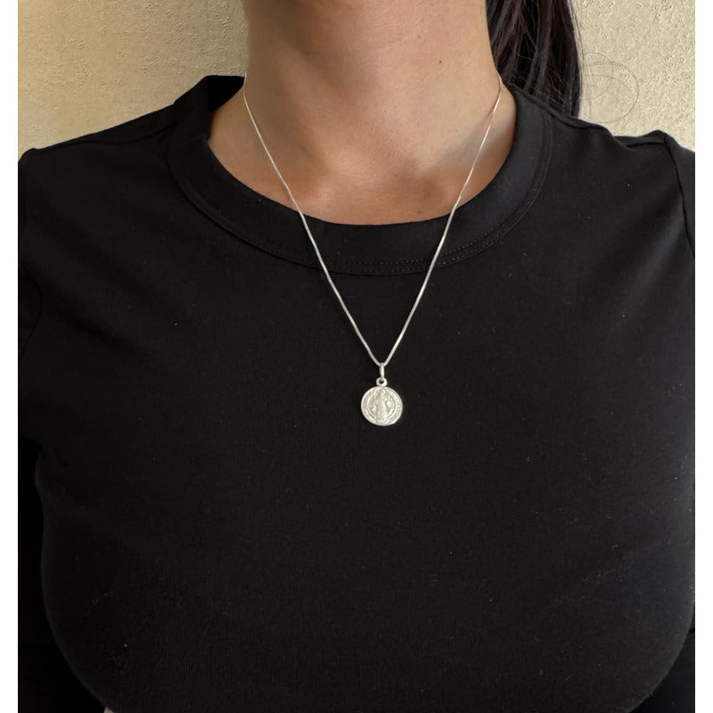 cadena con san benito mujer plata italiana 925