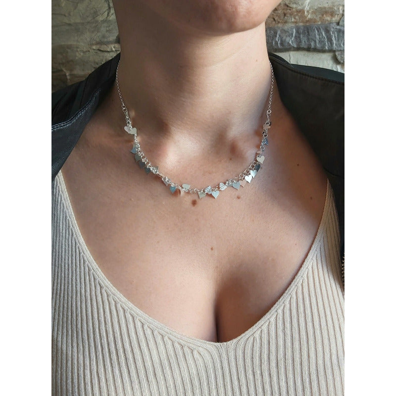 collar de corazones en plata 925 diseno romantico