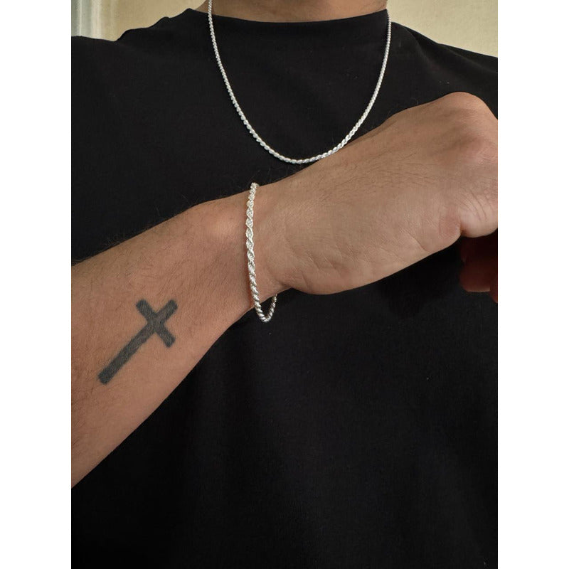 CONJUNTO HOMBRE CADENA TURBILLÓN 60CM X 2,3MM + PULSERA 19,5 CM