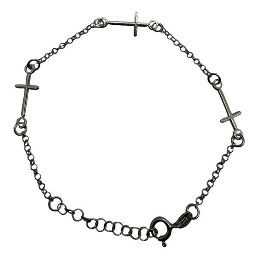 Pulsera Mujer  3 Cruces Plata 925 - Con Regulador
