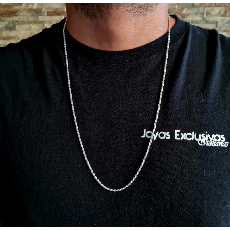 Cadena Turbillon Hombre Plata Italiana 925 - Larga 70 Cm