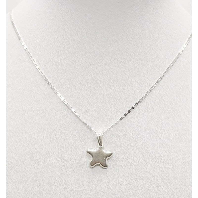 Colgante Estrella Con Cadena Mujer Plata Italiana 925