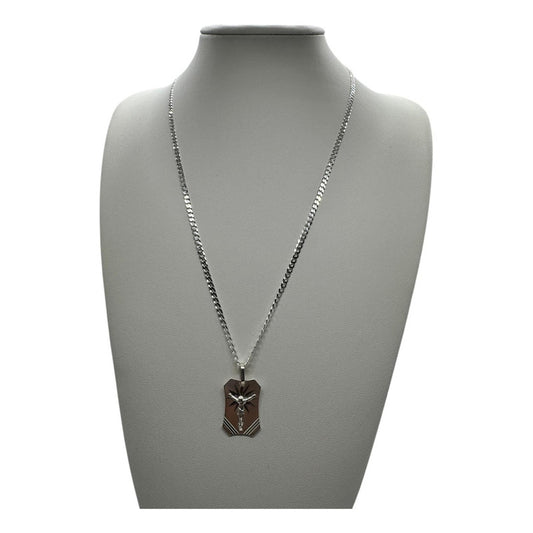 CADENA GRUMET CON PLACA CON CRISTO 60CMX3MM