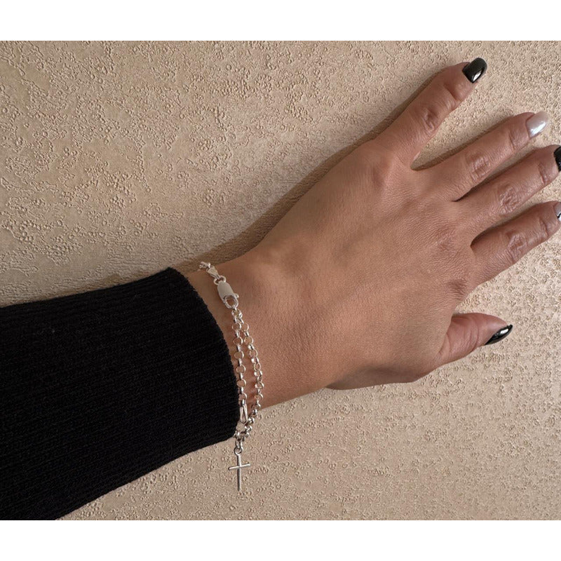 Pulsera Plata Cruz Italiana 925 Mujer