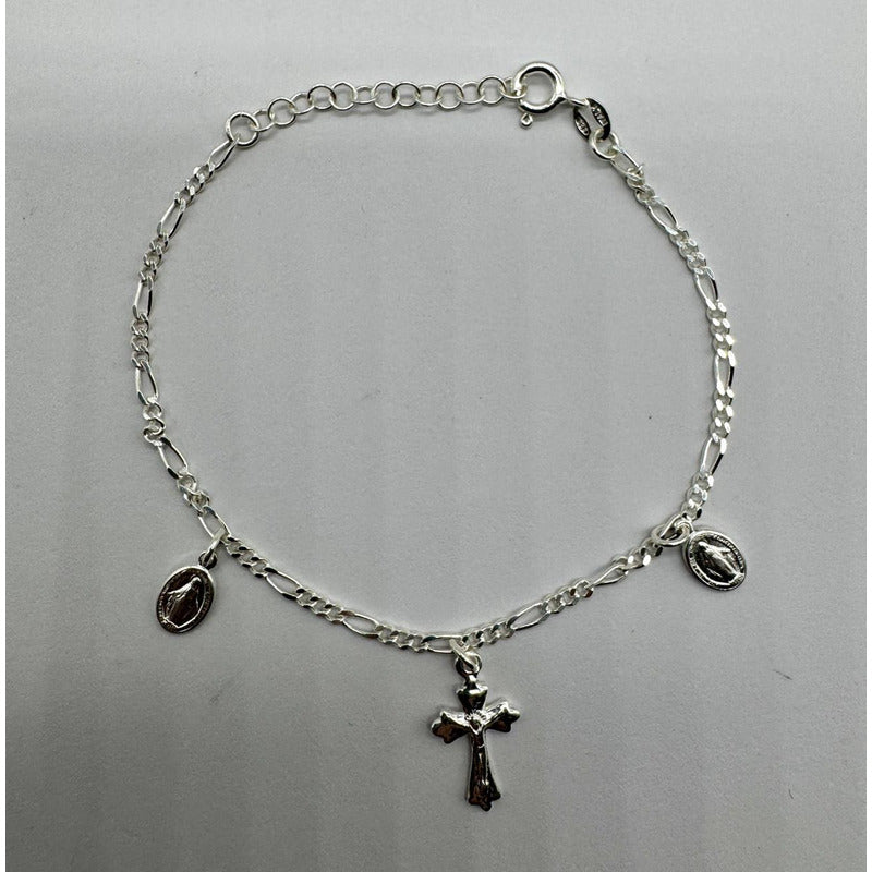 PULSERA MUJER CRUZ CON VIRGEN DEL RAYO CON REGULADOR 17CM-19,5CM
