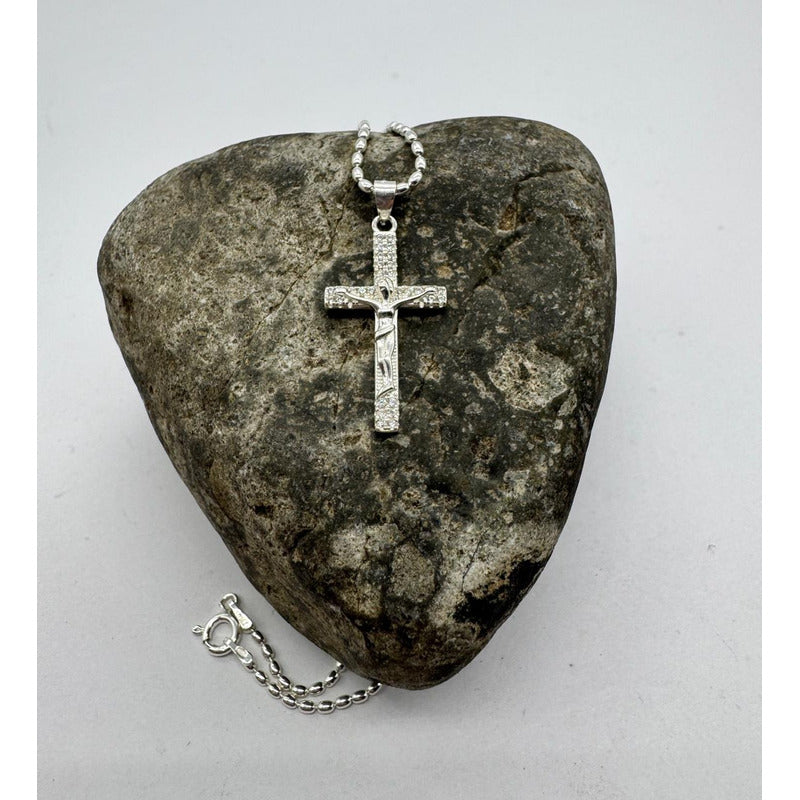 Colgante Cruz Chica + Cadena 50 Cm Plata Italiana 925 - Unisex