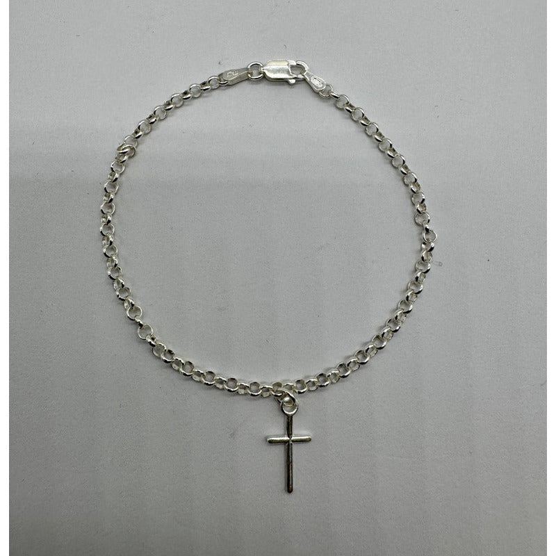 Pulsera Plata Cruz Italiana 925 Mujer