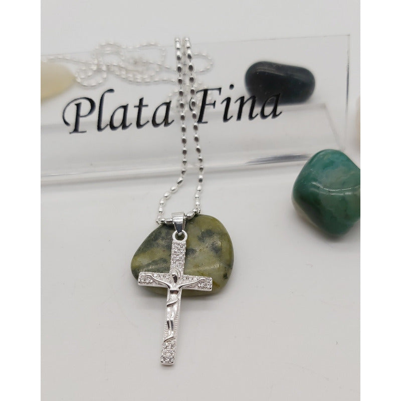Colgante Cruz Chica + Cadena 50 Cm Plata Italiana 925 - Unisex