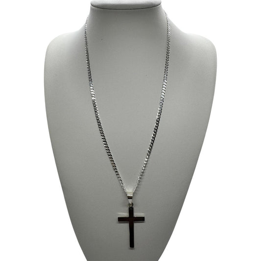 COLGANTE CRUZ LISA GRANDE CON CADENA GRUMET 60CM X 4MM