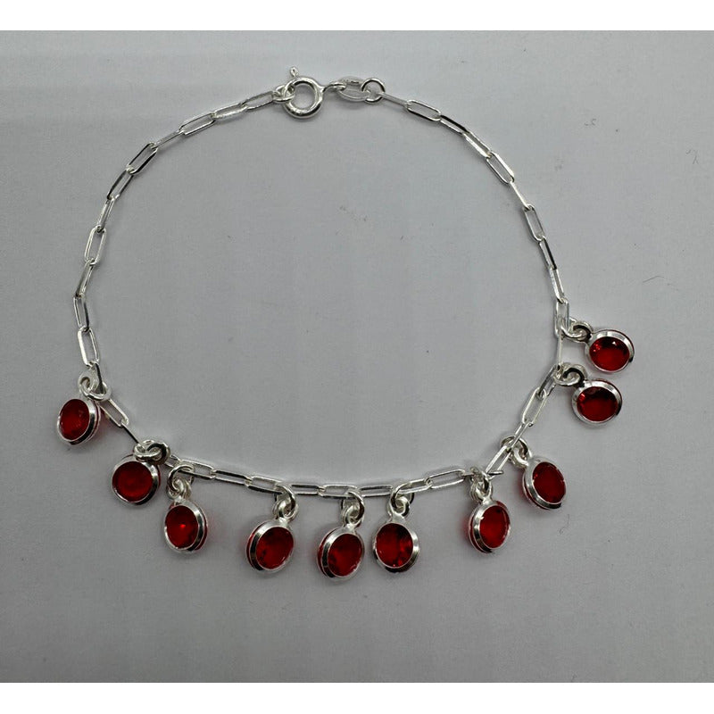 PULSERA CON CIRCONIOS ROJOS 19CM