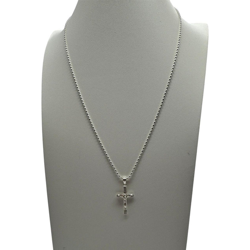 Colgante Cruz Chica + Cadena 50 Cm Plata Italiana 925 - Unisex