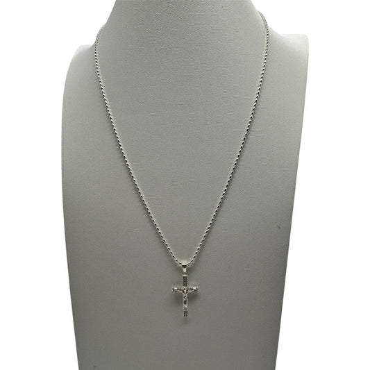 Colgante Cruz Chica + Cadena 50 Cm Plata Italiana 925 - Unisex