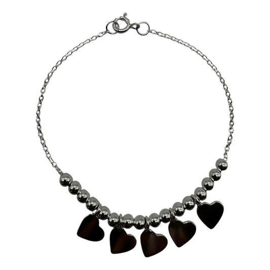 PULSERA MUJER CORAZONES Y PERLITAS 19CM
