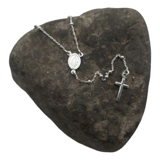 Rosario Plata Fina Mujer 50 Cm Italiana 925 Collar