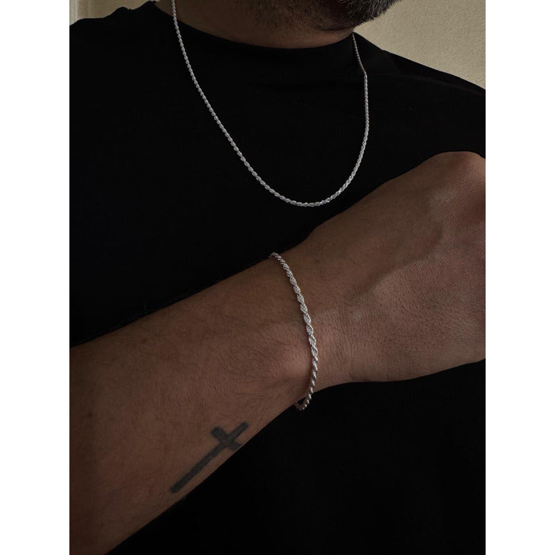 CONJUNTO HOMBRE CADENA TURBILLÓN 60CM X 2,3MM + PULSERA 19,5 CM