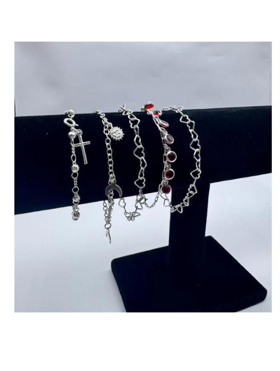 LOTE DE JOYAS AL MAYOR 5 PULSERAS MUJER PLATA ITALIANA 925 L8