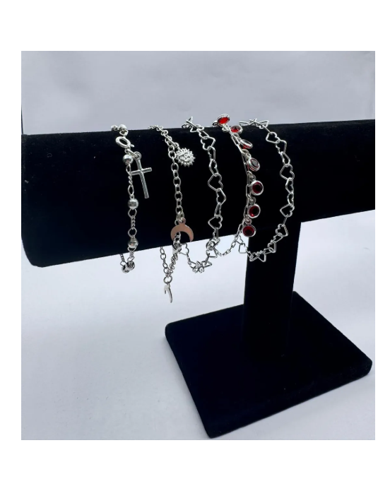 LOTE DE JOYAS AL MAYOR 5 PULSERAS MUJER PLATA ITALIANA 925 L8