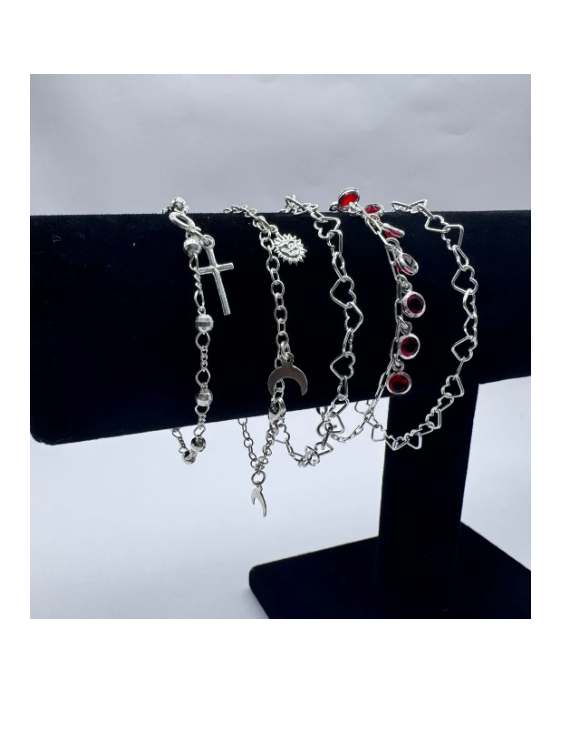 LOTE DE JOYAS AL MAYOR 5 PULSERAS MUJER PLATA ITALIANA 925 L8