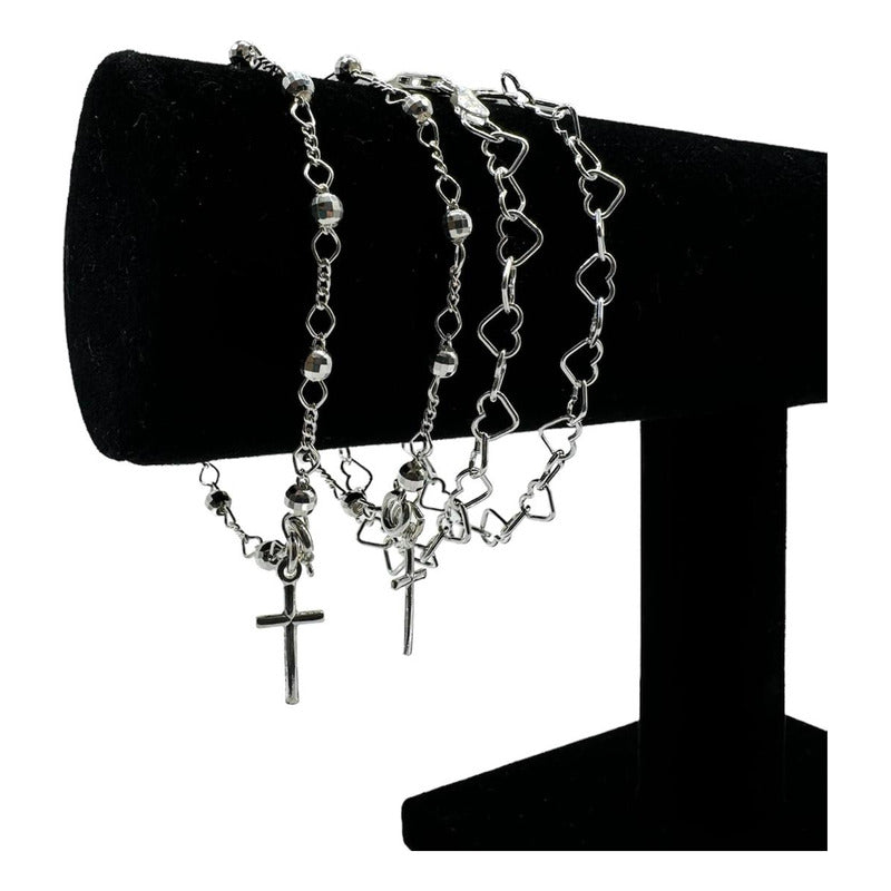 LOTE DE JOYAS DE PLATA PULSERAS MUJER L4