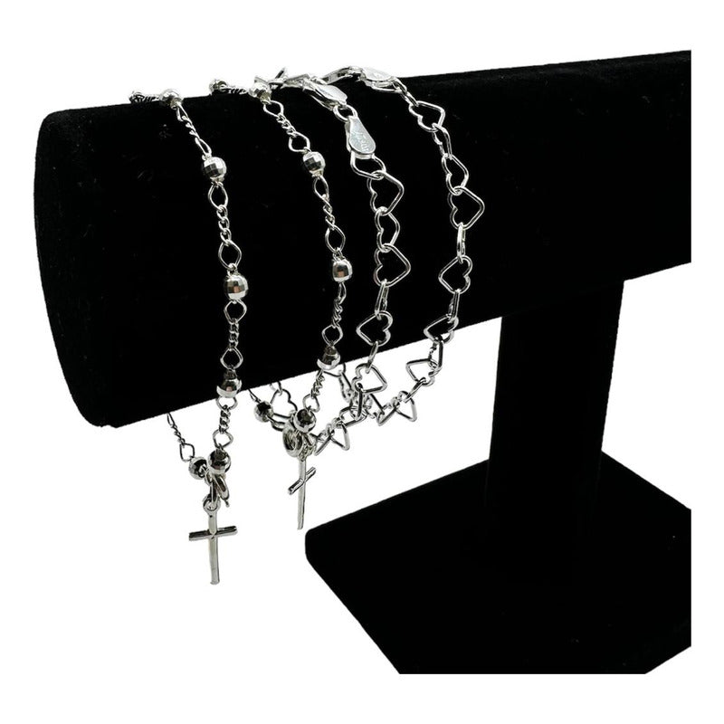 LOTE DE JOYAS DE PLATA PULSERAS MUJER L4