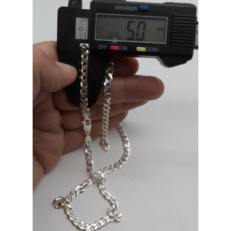 Cadena grumet medida con vernier hombre plata.