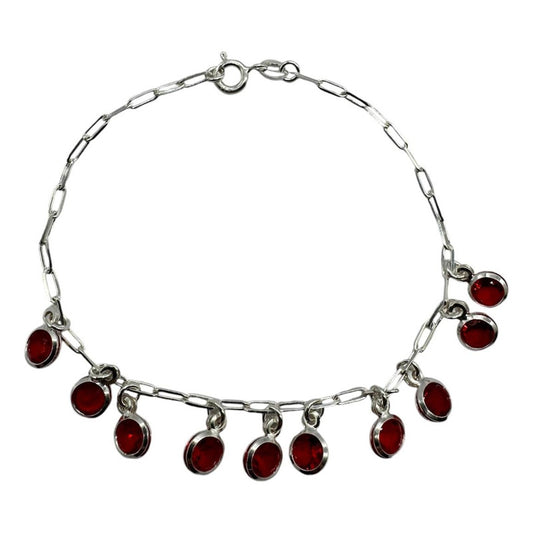PULSERA CON CIRCONIOS ROJOS 19CM