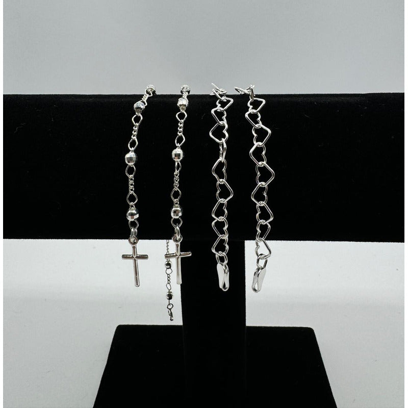 LOTE DE JOYAS DE PLATA PULSERAS MUJER L4