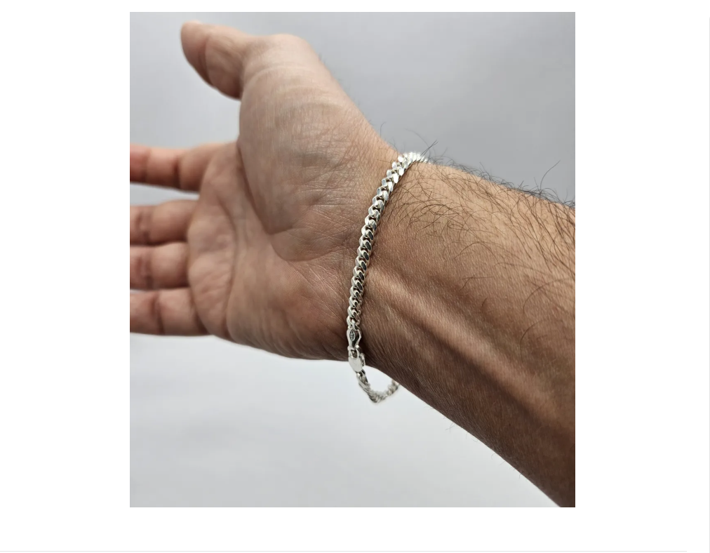 Pulsera cubana de plata italiana 925, joya elegante y moderna para hombre.