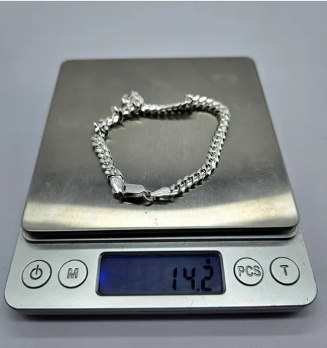 Pulsera cubana plata italiana 925 para hombre, diseño robusto con acabado brillante. Pesada.