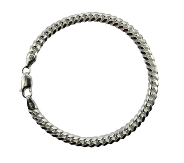 Pulsera cubana de plata italiana 925 para hombre, diseño grueso y elegante.