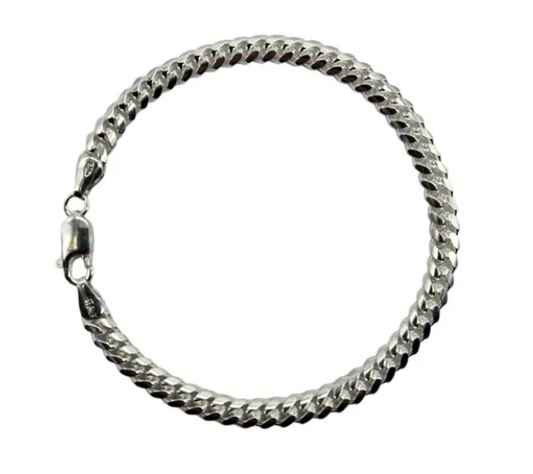 Pulsera cubana de plata italiana 925 para hombre, diseño grueso y elegante.