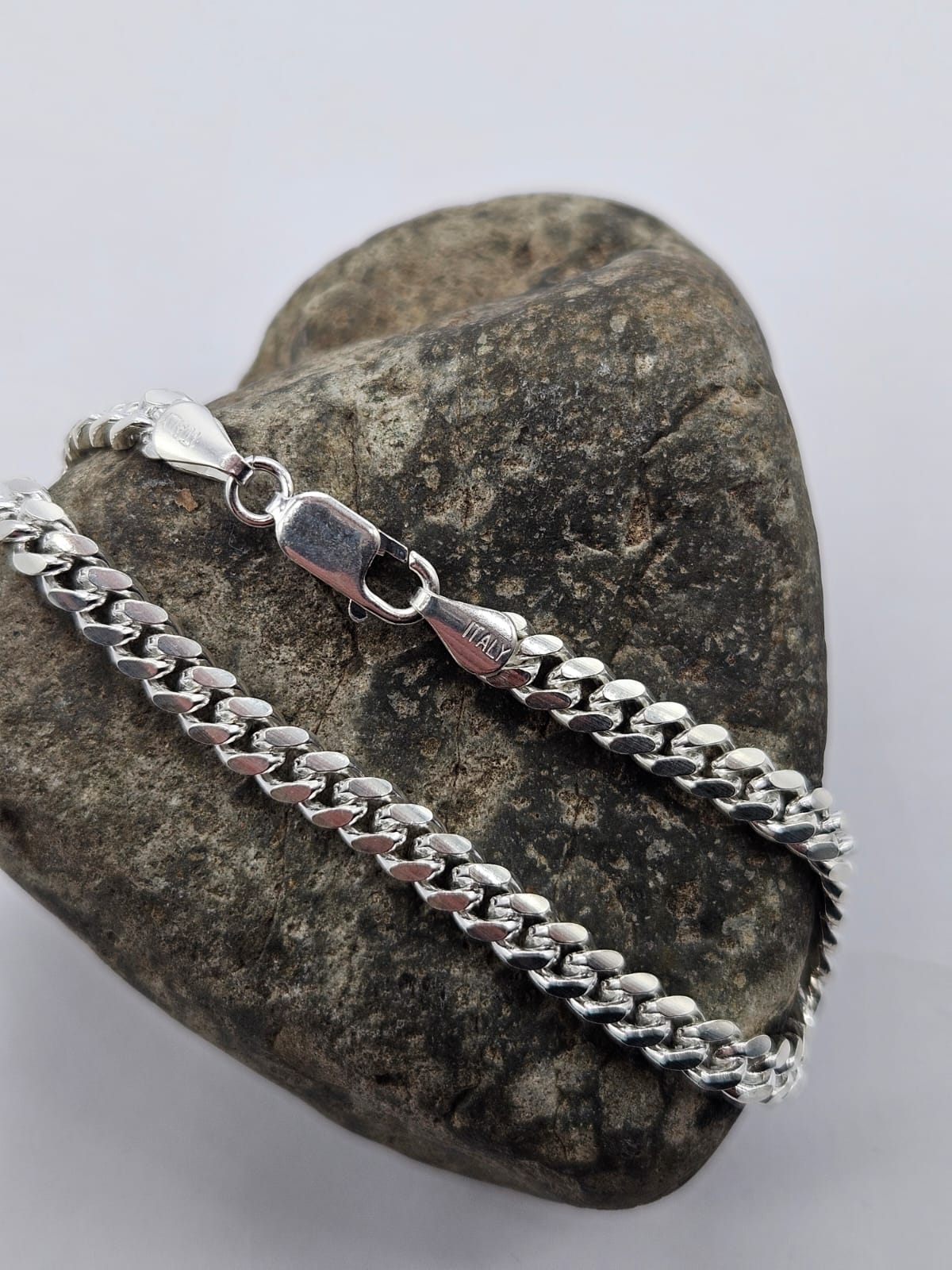 Pulsera de plata 925 estilo cubano, joya italiana elegante para caballero.