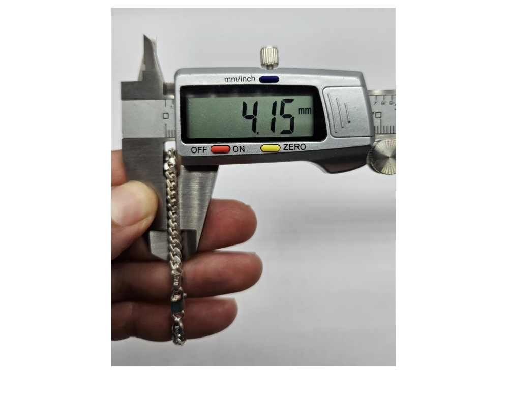 Pulsera cubana hombre plata italiana 925, joya con eslabones gruesos y brillantes. Medidas Vernier.