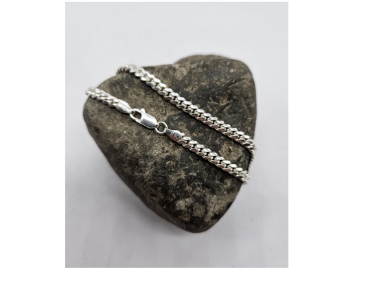 Pulsera de plata ley 925 para hombre modelo cubano, estilo italiano atemporal.