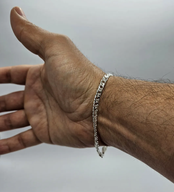 pulsera doble grumet exclusiva para hombre en plata italiana 925