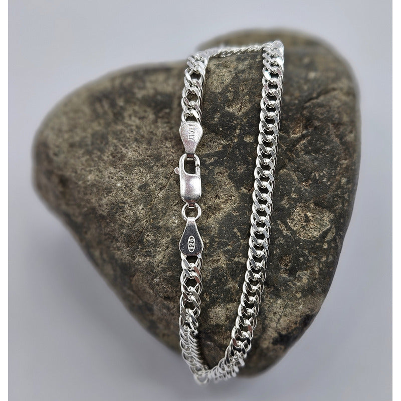 Pulsera doble grumet para hombre en plata italiana 925, joya elegante de alta calidad.