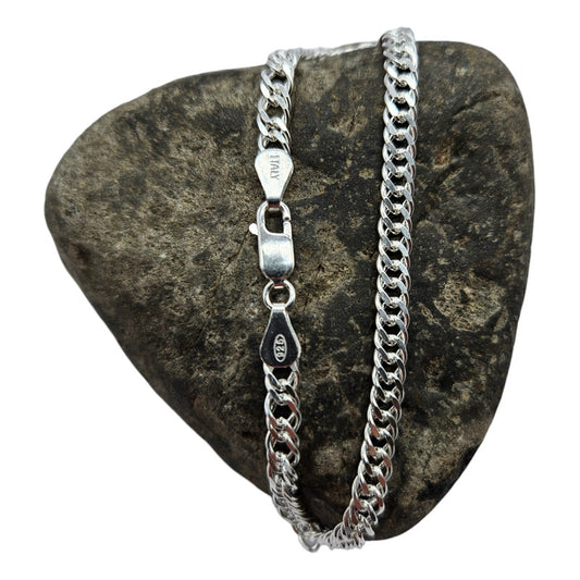 Pulsera doble grumet de plata italiana 925 para hombre, diseño grueso y elegante.