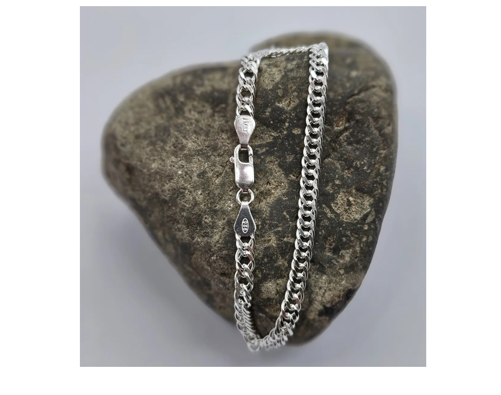 pulsera doble grumet elegante hombre plata italiana 925 original